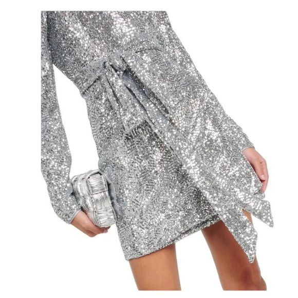 NWT ROTATE Samantha Sequin Wrap Dress sz 6 - Picture 4 of 7